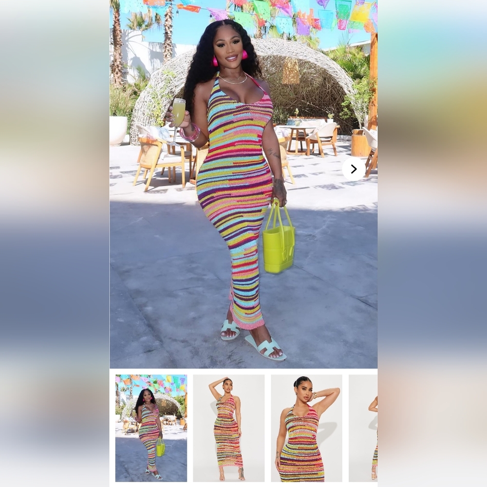 Fashion Nova Multicolor Striped Knit Dress